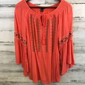🔥4/20🔥New Directions Coral Blouse [409b12]